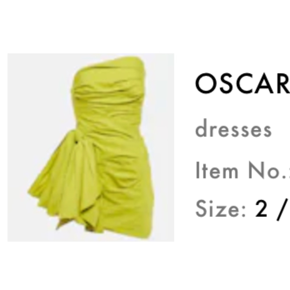 Oscar de la renta chartreuse strapless dress